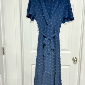 Blue Polka Dot Wrap Dress